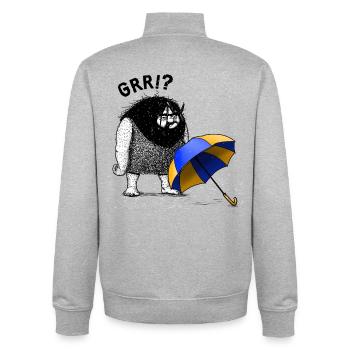 Caveman with Umbrella - Unisex Organic Zip Sweatshirt by Stanley/Stella - heather grey - Back - AI Model Male 185 light (185cm)