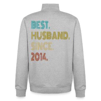 Meilleur mari depuis 2014 - Sweat zippé unisexe en coton bio Stanley/Stella - gris chiné - Dos - AI Model Male 185 light (185cm)