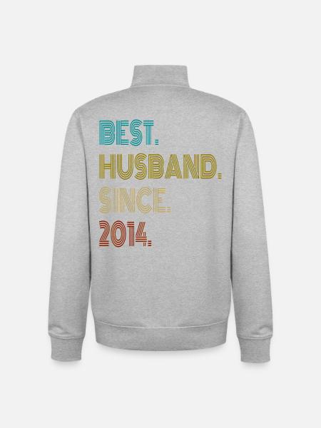 Meilleur mari depuis 2014 - Sweat zippé unisexe en coton bio Stanley/Stella - gris chiné