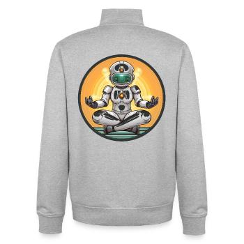 Robot Meditation im Neon-Kreis - Unisex Organic Zip Sweatshirt von Stanley/Stella - Grau meliert - Hinten - AI Model Male 185 light (185cm)
