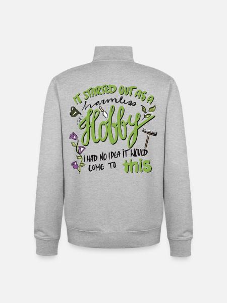 Gardening hobby with passion - hand-drawn - Unisex Organic Zip Sweatshirt by Stanley/Stella - heather grey