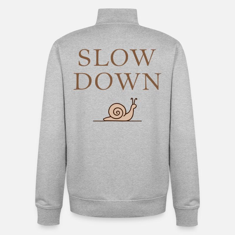 Slow Down Snail Deceleration Mindfulness - Unisex Organic Zip Sweatshirt by Stanley/Stella - heather grey
