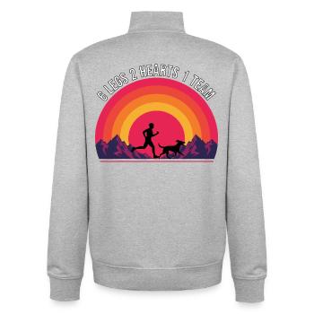 Canicross 6 Legs 2 Hearts - Unisex Organic Zip Sweatshirt by Stanley/Stella - heather grey - Back - AI Model Male 185 light (185cm)