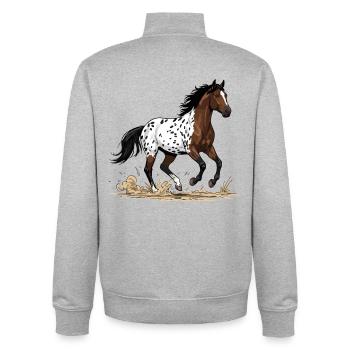 Appaloosa Pferd Wild Gallop Equestrian Mouchté - Unisex Organic Zip Sweatshirt von Stanley/Stella - Grau meliert - Hinten - AI Model Male 185 light (185cm)