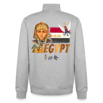 Egypt Vintage Pharaoh with Flag and Pyramids - Unisex Organic Zip Sweatshirt by Stanley/Stella - heather grey - Back - AI Model Male 185 light (185cm)