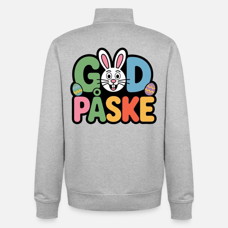Cute Easter Bunny - Unisex Organic Zip Sweatshirt by Stanley/Stella - heather grey