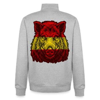 Wild Boar Spain Flag Spanish - Unisex Organic Zip Sweatshirt by Stanley/Stella - heather grey - Back - AI Model Male 185 light (185cm)