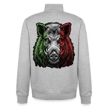 Wild Boar Italy Flag Italian - Unisex Organic Zip Sweatshirt by Stanley/Stella - heather grey - Back - AI Model Male 185 light (185cm)