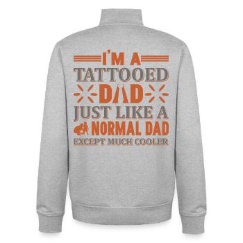 Tattooierter Papa Cooler Vater-Shirt - Unisex Organic Zip Sweatshirt von Stanley/Stella - Grau meliert - Hinten - AI Model Male 185 light (185cm)