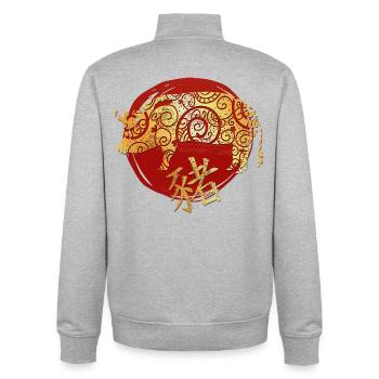 Schwein Chinesisches Tierkreiszeichen Horoskop - Unisex Organic Zip Sweatshirt von Stanley/Stella - Grau meliert - Hinten - AI Model Male 185 light (185cm)