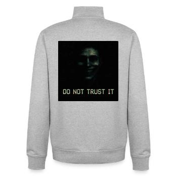 Do Not Trust It Glitch Horror - Unisex Organic Zip Sweatshirt by Stanley/Stella - heather grey - Back - AI Model Male 185 light (185cm)