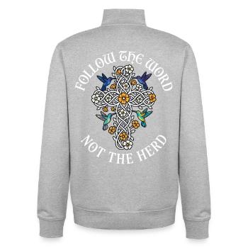 Follow The Word Not The Herd Hummingbird - Unisex Organic Zip Sweatshirt by Stanley/Stella - heather grey - Back - AI Model Male 185 light (185cm)