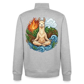 Zen Lama - Spirituelle Elemente & Meditation - Unisex Organic Zip Sweatshirt von Stanley/Stella - Grau meliert - Hinten - AI Model Male 185 light (185cm)