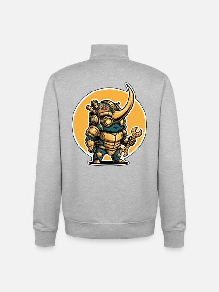 Scarab Rhinoceros Steampunk Engineer Key - Unisex Organic Zip Sweatshirt by Stanley/Stella - heather grey