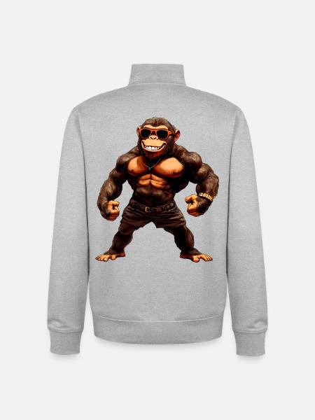 Affe Sport Tier - Unisex Organic Zip Sweatshirt von Stanley/Stella - Grau meliert