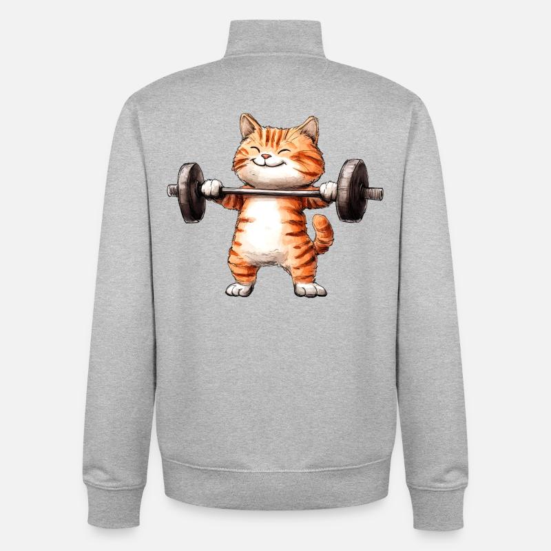 Fitness des chats - Sweat zippé unisexe en coton bio Stanley/Stella - gris chiné