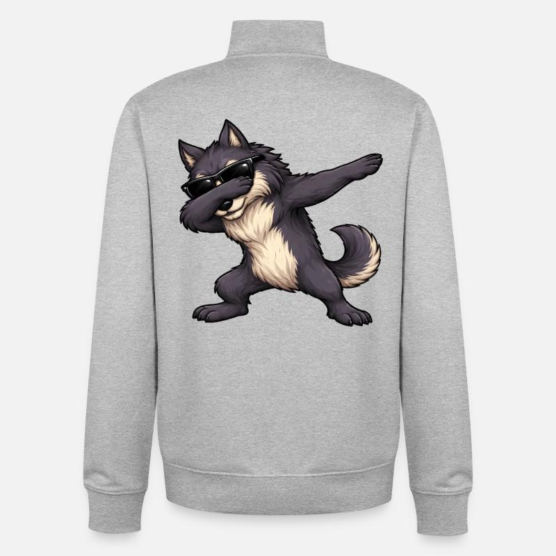 Dabbing Werewolf - Unisex Organic Zip Sweatshirt by Stanley/Stella - heather grey