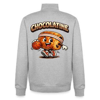 Chocolatine Basket - Unisex Organic Zip Sweatshirt by Stanley/Stella - heather grey - Back - AI Model Male 185 light (185cm)
