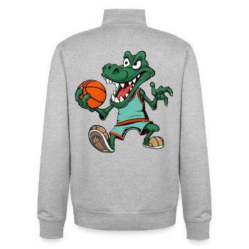 Basketballer Krokodil - Unisex Organic Zip Sweatshirt von Stanley/Stella - Grau meliert - Hinten - AI Model Male 185 light (185cm)