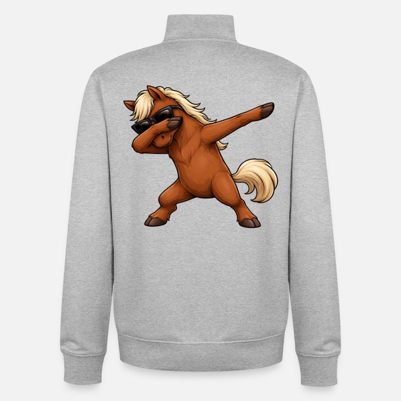 Cheval de dabing - Sweat zippé unisexe en coton bio Stanley/Stella - gris chiné