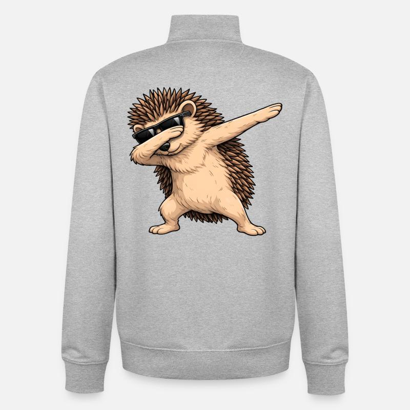 Dabbing Igel - Unisex Organic Zip Sweatshirt von Stanley/Stella - Grau meliert