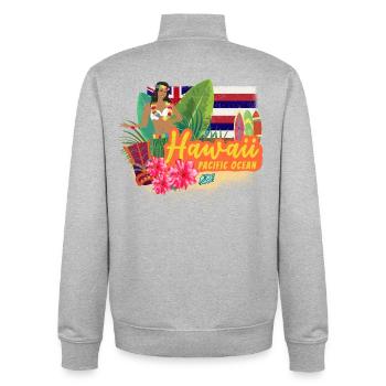 Hawaiian Hula Dancer Pacific Vintage Souvenir - Unisex Organic Zip Sweatshirt by Stanley/Stella - heather grey - Back - AI Model Male 185 light (185cm)