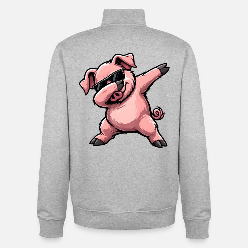 Tamponage du cochon - Sweat zippé unisexe en coton bio Stanley/Stella - gris chiné
