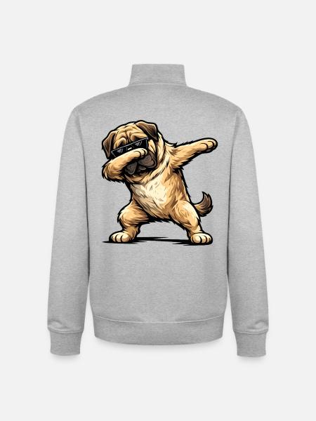 Dabbing Mastiff - Unisex Organic Zip Sweatshirt by Stanley/Stella - heather grey