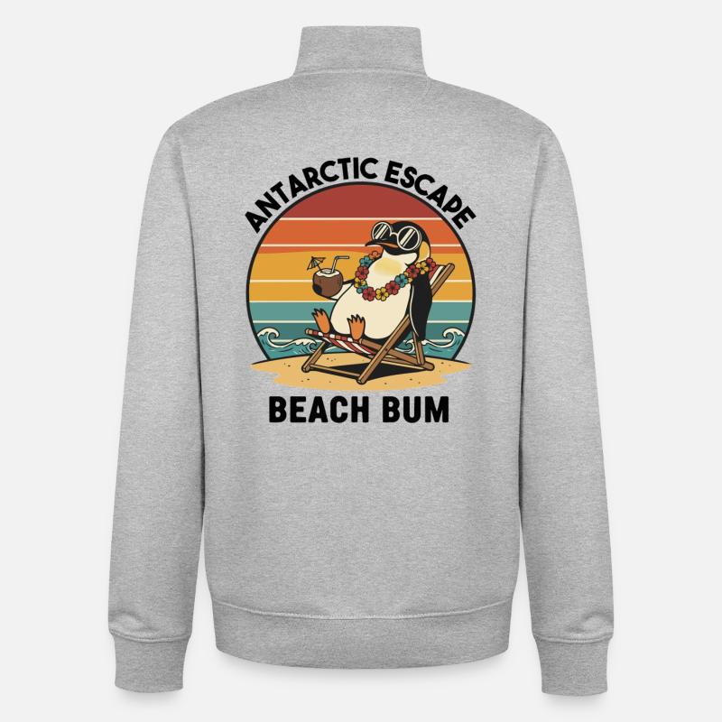 Penguin Beach Retro Beach Bum - Unisex Organic Zip Sweatshirt von Stanley/Stella - Grau meliert
