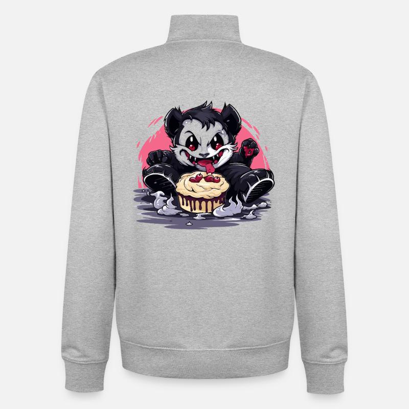 Chaos du Gâteau Husky - Sweat zippé unisexe en coton bio Stanley/Stella - gris chiné