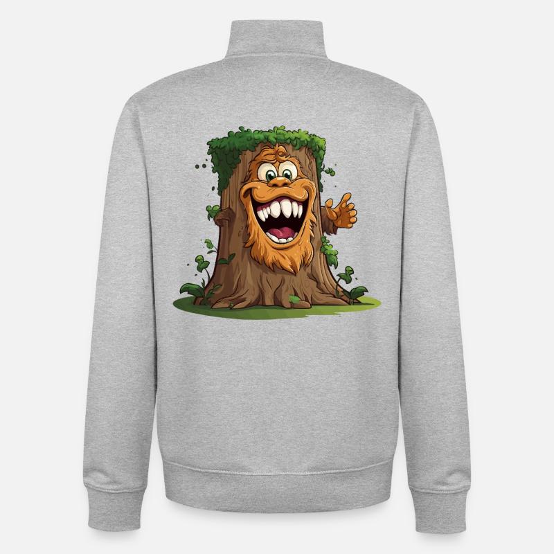 Baumriese mit breitem Grinsen - Unisex Organic Zip Sweatshirt von Stanley/Stella - Grau meliert