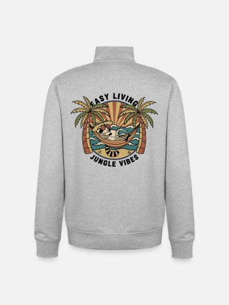 Waschbär-Hängematten-Dschungel – einfaches Leben - Unisex Organic Zip Sweatshirt von Stanley/Stella - Grau meliert