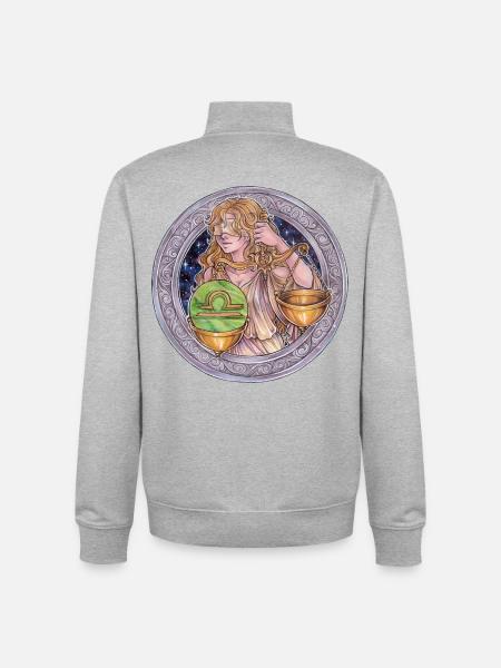 Zodiac Sign Zodiac Libra Libra Gift - Unisex Organic Zip Sweatshirt by Stanley/Stella - heather grey