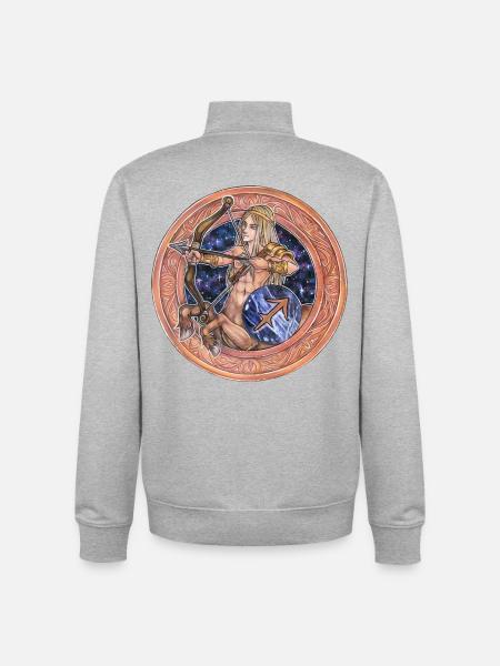 Zodiac Sign Sternzeichen Schütze Sagittarius - Unisex Organic Zip Sweatshirt by Stanley/Stella - heather grey