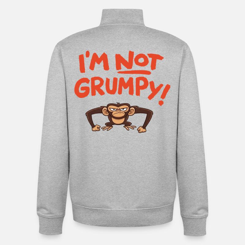 I´m not grumpy - Sweat zippé unisexe en coton bio Stanley/Stella - gris chiné