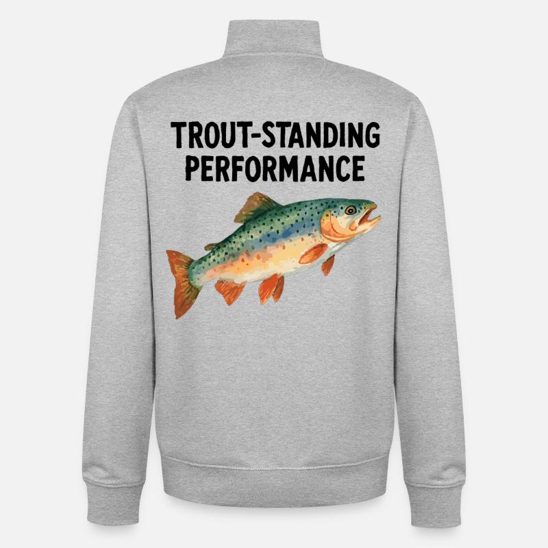 Forelle Aquarell: Trout-standing Performance - Unisex Organic Zip Sweatshirt von Stanley/Stella - Grau meliert