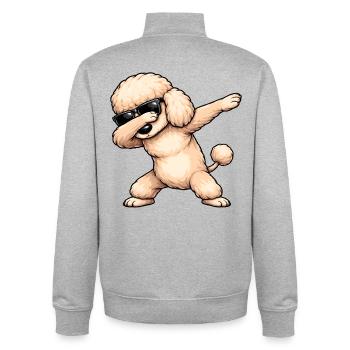 Dabbing Pudel - Unisex Organic Zip Sweatshirt von Stanley/Stella - Grau meliert - Hinten - AI Model Male 185 light (185cm)