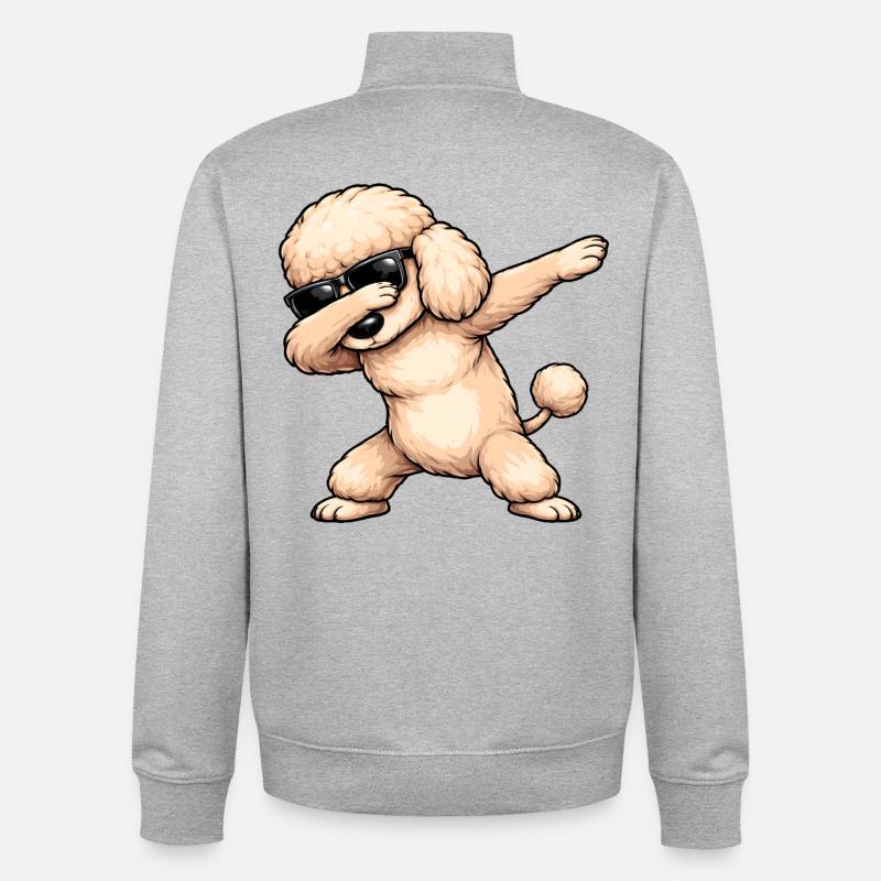 Dabbing Pudel - Unisex Organic Zip Sweatshirt von Stanley/Stella - Grau meliert
