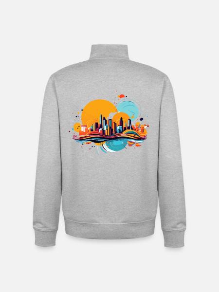 Farbenstädte im Farbfeuerwerk - Unisex Organic Zip Sweatshirt von Stanley/Stella - Grau meliert