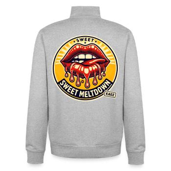 Sweet Meltdown Lip Art - Sweat zippé unisexe en coton bio Stanley/Stella - gris chiné - Dos - AI Model Male 185 light (185cm)