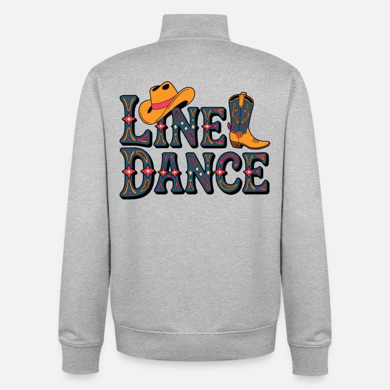 Line Dance Western Pattern - Unisex Organic Zip Sweatshirt by Stanley/Stella - heather grey