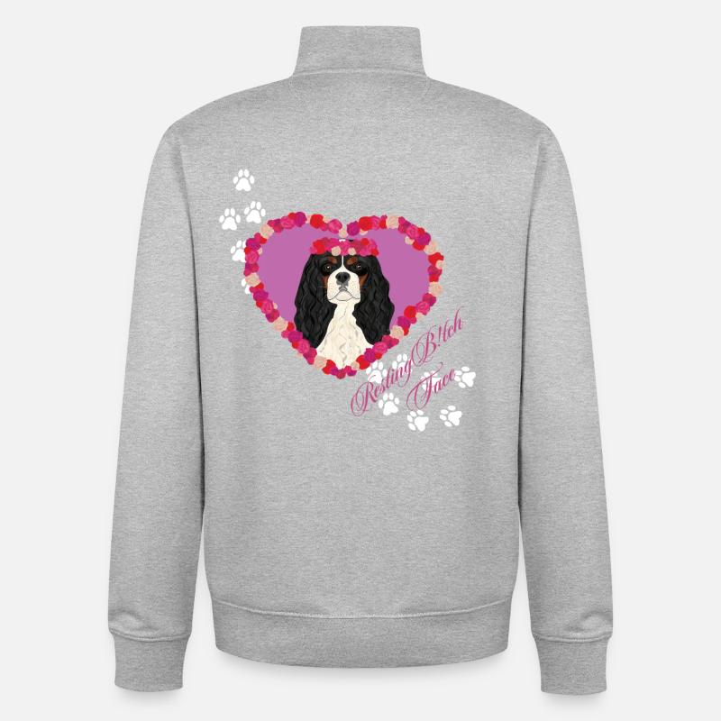 Ruhende B!tch Face Cavalier King - Unisex Organic Zip Sweatshirt von Stanley/Stella - Grau meliert