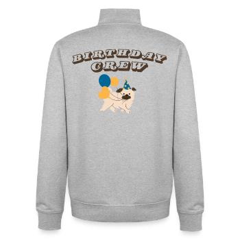 Birthday Crew - Unisex Organic Zip Sweatshirt von Stanley/Stella - Grau meliert - Hinten - AI Model Male 185 light (185cm)