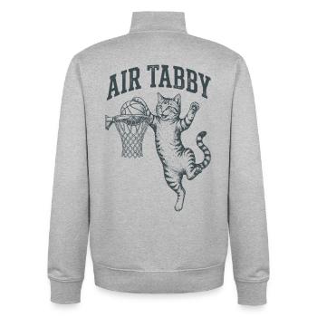 Chat Tigré Aérien Dunk - Sweat zippé unisexe en coton bio Stanley/Stella - gris chiné - Dos - AI Model Male 185 light (185cm)