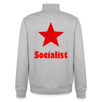 Chemise avec le logo socialiste de l’Étoile rouge - Sweat zippé unisexe en coton bio Stanley/Stella - gris chiné - Dos - AI Model Male 185 light (185cm)