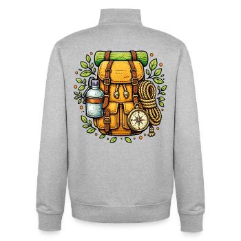 Backpack hiking trek camping outdoor - Unisex Organic Zip Sweatshirt by Stanley/Stella - heather grey - Back - AI Model Male 185 light (185cm)