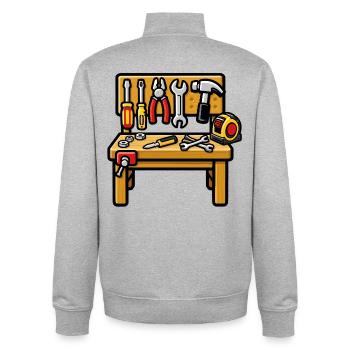 DIY-Werkstatt Werkbank - Unisex Organic Zip Sweatshirt von Stanley/Stella - Grau meliert - Hinten - AI Model Male 185 light (185cm)