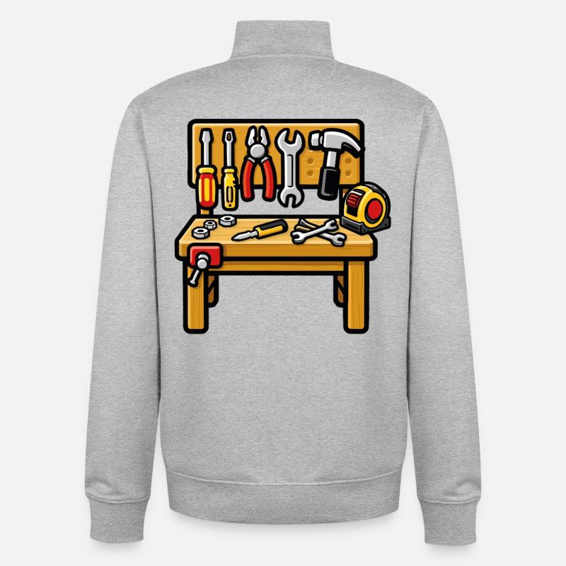 DIY workshop workbench - Unisex Organic Zip Sweatshirt by Stanley/Stella - heather grey