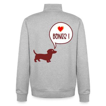 Kau-Knochen-Dackel - Unisex Organic Zip Sweatshirt von Stanley/Stella - Grau meliert - Hinten - AI Model Male 185 light (185cm)