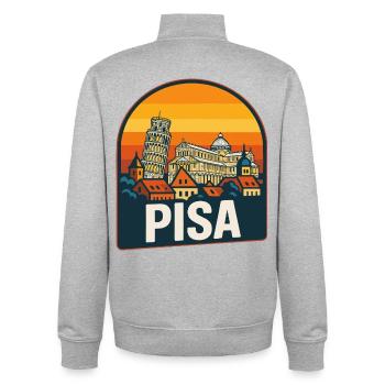 Pisa Italy Leaning Tower Retro Sunset Vintage - Unisex Organic Zip Sweatshirt by Stanley/Stella - heather grey - Back - AI Model Male 185 light (185cm)
